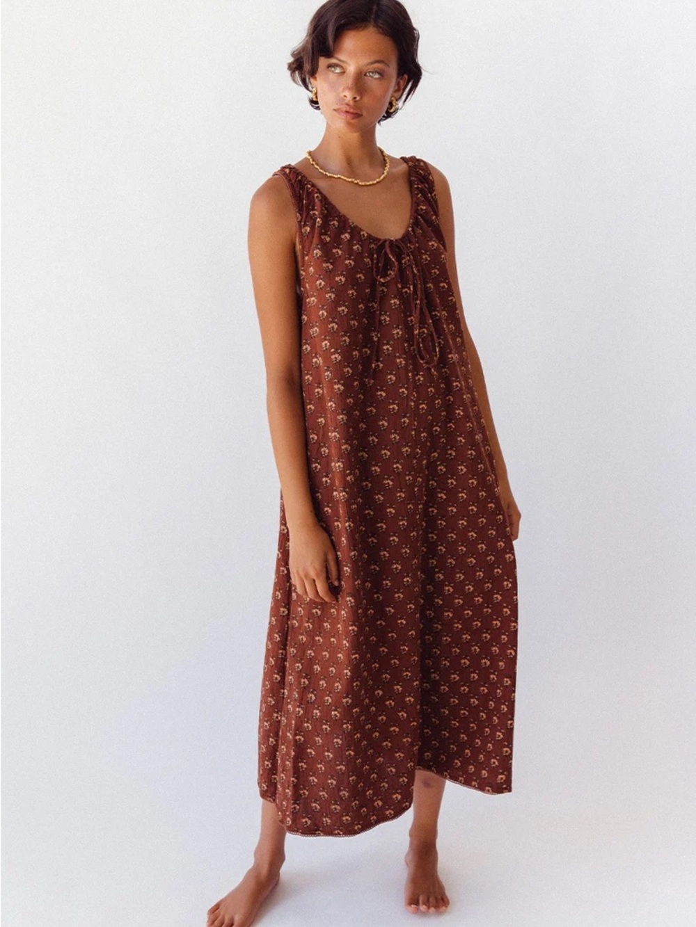 Daughters of India Sundress Midi Almond